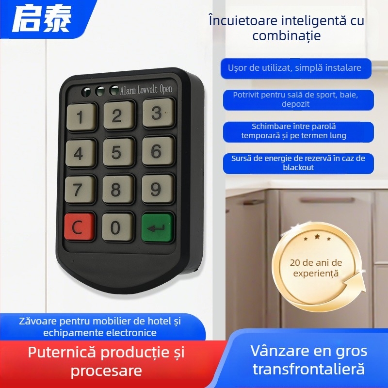 Încuietoare electronică pentru dulapuri – Qitai; Material: aliaj de zinc/plastic; Model: Key Code Lock; Potrivit pentru dulapuri din lemn și metal; Stil: modern minimalist