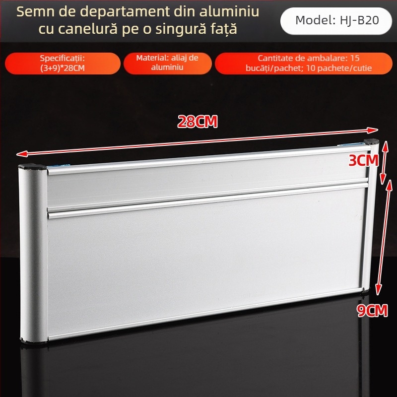 Tablă unilaterală de departament din aliaj de aluminiu cu canal; semn gol orizontal și vertical; semn metalic pentru ușă