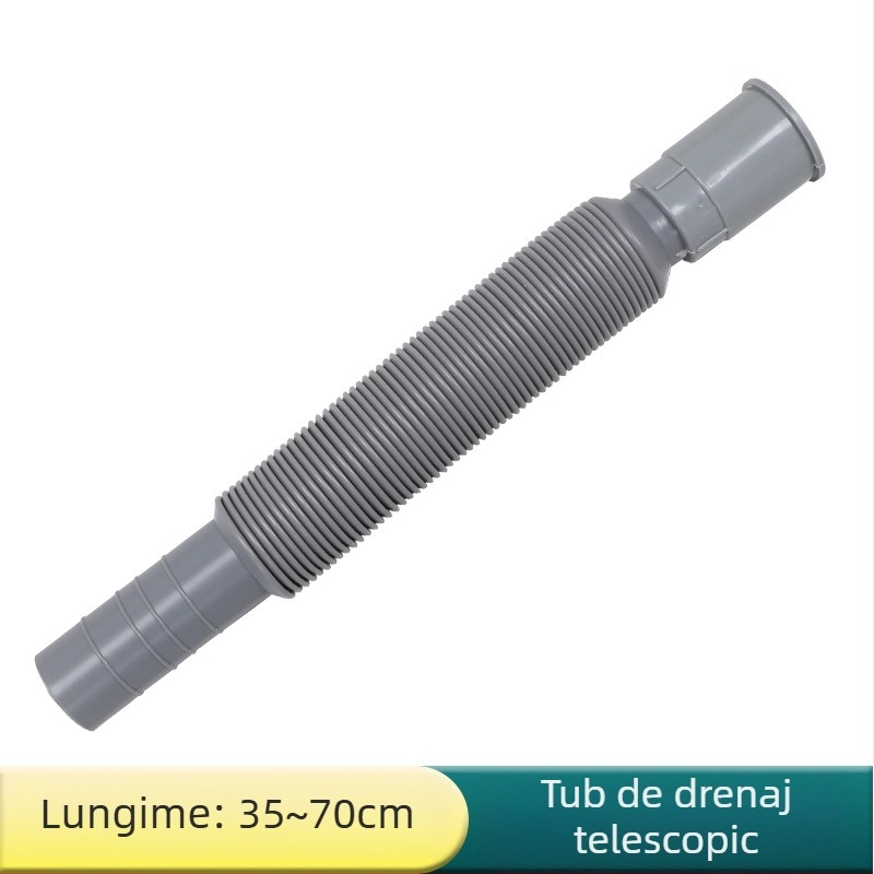 Conductă universală de drenaj din plastic telescopic pentru chiuvetă, cu capac rabatabil; model XSQF-101, material PP+PVC, formă: țeavă plastic, procesare personalizată