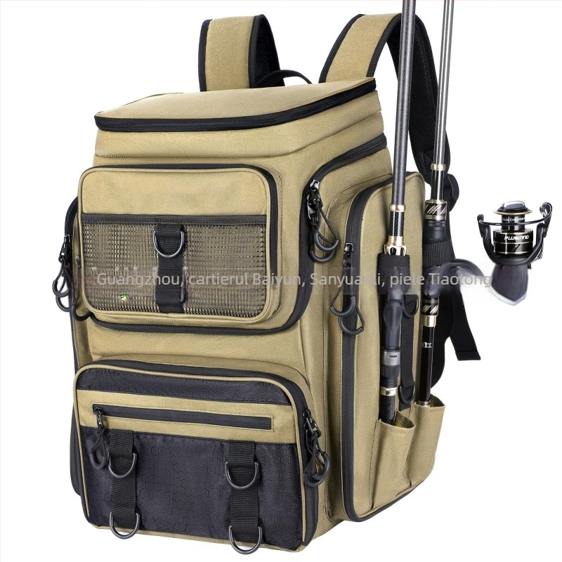 Rucsac pentru pescuit – 900D poliester; capacitate 36–55L; compatibil cu laptop de 16 inch; rezistent la uzură; curea de umăr curvată