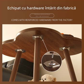 Măsuță laterală cu două etaje, spațiu de depozitare, cadru din lemn, stil modern minimalist