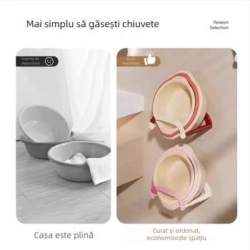 Raft pentru chiuvetă din PP cu ventuză, montaj pe perete, extensibil, fără găuri, depozitare baie și drenaj
