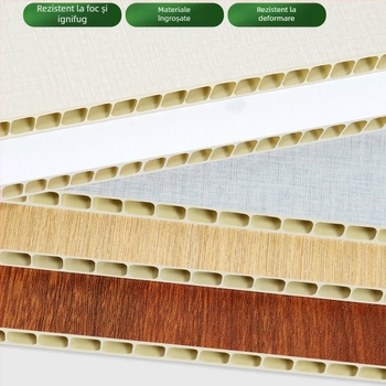 Sistem integrat de panouri pentru pereți, panouri PVC din bambus-lemn, model Buckle plate, stil Plan, Stil Nou Chinezesc, marca Shunzhi