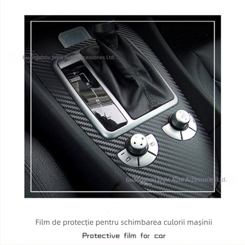 Film de wrap interior cu fibră de carbon pentru mașină (PET, autoadeziv, lățime 1,5 m) pentru acoperire completă a interiorului și a plafonului