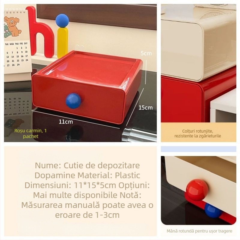 Cutie de depozitare pentru birou din PP, cu sertare, de tip stivuibil, 2L capacitate