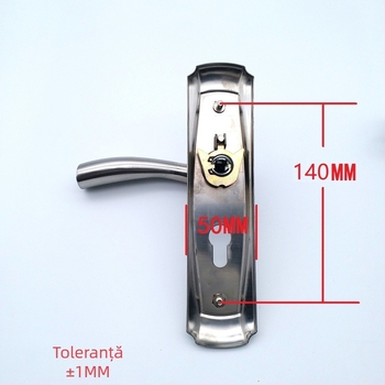Încuietoare pentru ușă din oțel inoxidabil, pentru uși interioare din lemn, model No. 6, stil modern minimalist, distanța dintre găuri ale panoului 140