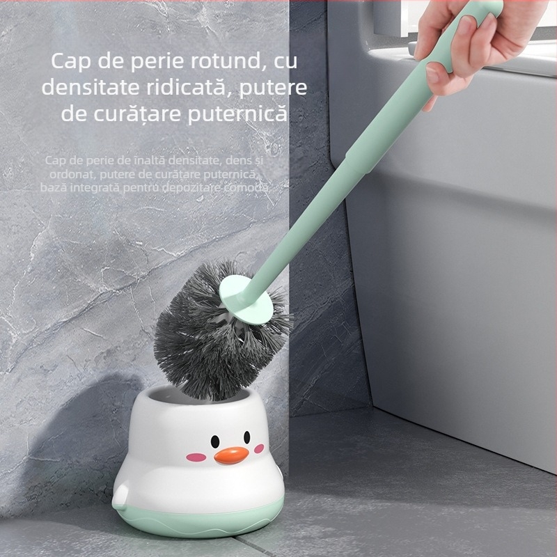Set de perii pentru toaletă cu bază, design desen animat, mâner lung, plastic