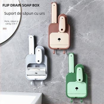 Set plastic pentru săpun cu perie, suport de săpun montat pe perete cu ventuză, capac inclus, 72 buc