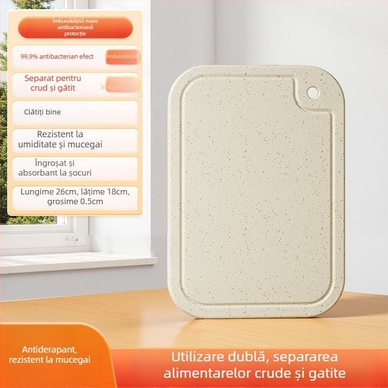 Set de tocătoare din paie de grâu, cu două fețe, antiderapant, antibacterian, rezistent la mucegai