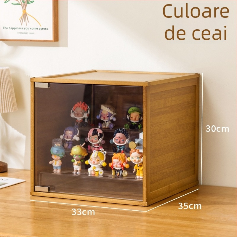 Cutie de depozitare pentru figuri, acrilic, rezistent la praf, cu diviziuni, capacitate de 60 L