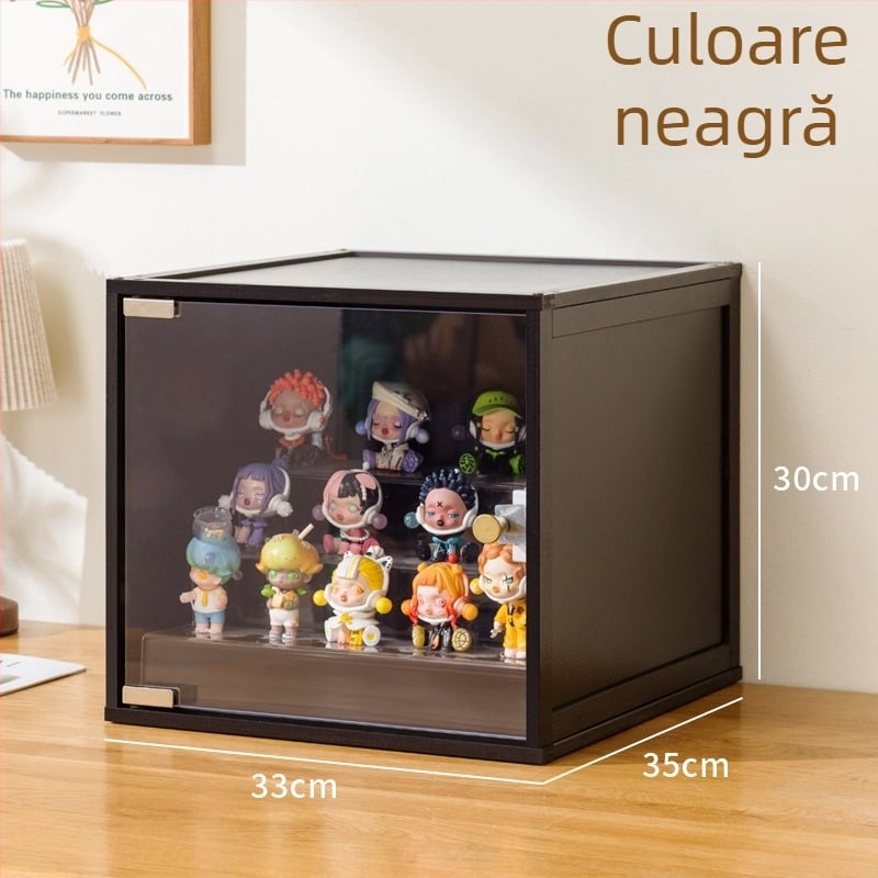 Cutie de depozitare pentru figuri, acrilic, rezistent la praf, cu diviziuni, capacitate de 60 L
