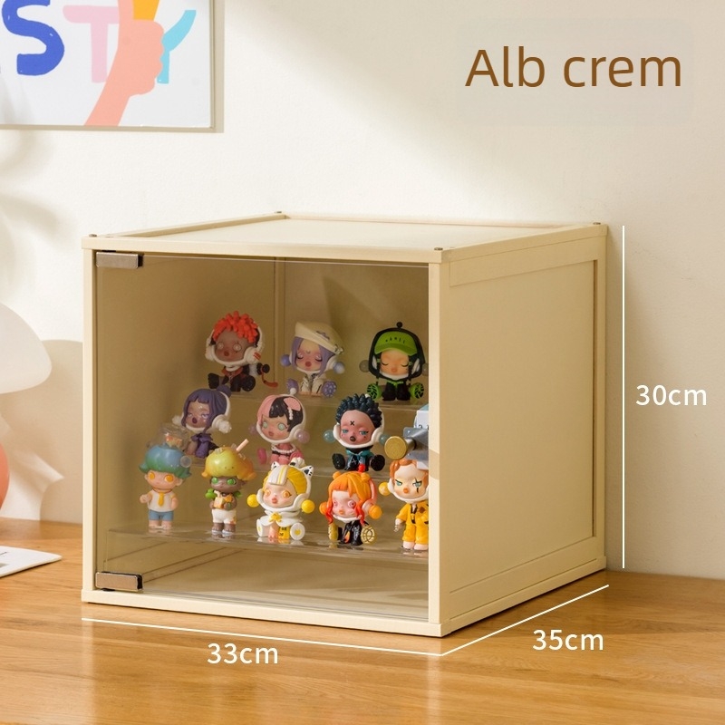 Cutie de depozitare pentru figuri, acrilic, rezistent la praf, cu diviziuni, capacitate de 60 L