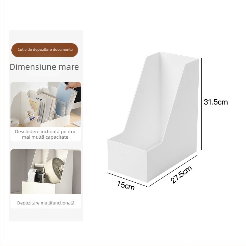 Mai Qi Cutie de depozitare pentru birou cu mâner și deschidere în unghi, compartiment, 5 L capacitate, 100% plastic nou HIPS, posibilitate de personalizare logo