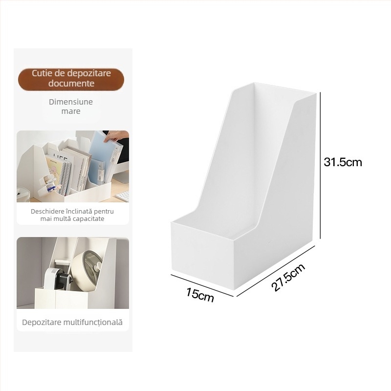 Mai Qi Cutie de depozitare pentru birou cu mâner și deschidere în unghi, compartiment, 5 L capacitate, 100% plastic nou HIPS, posibilitate de personalizare logo