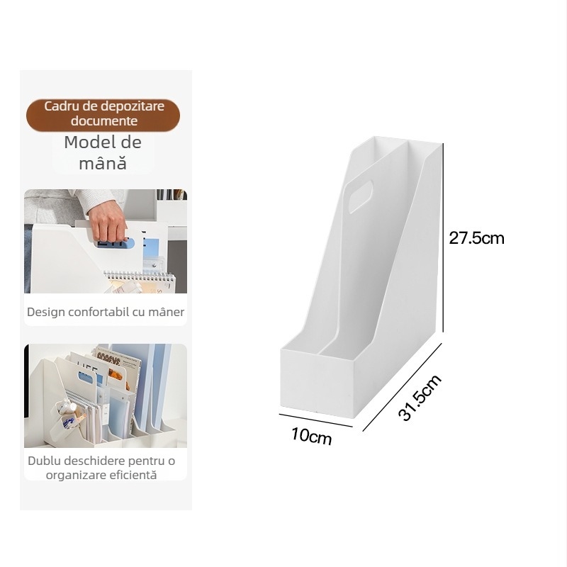 Mai Qi Cutie de depozitare pentru birou cu mâner și deschidere în unghi, compartiment, 5 L capacitate, 100% plastic nou HIPS, posibilitate de personalizare logo