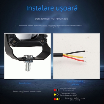 Spotlight LED pentru motocicletă, carcasă din aluminiu și lentilă, 12V, IP67, 15000 lm, LED