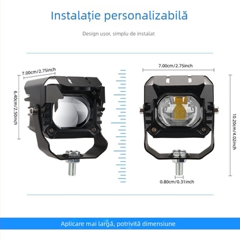 Spotlight LED pentru motocicletă, carcasă din aluminiu și lentilă, 12V, IP67, 15000 lm, LED