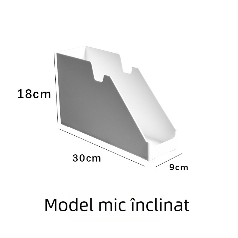 Cutie de depozitare pentru birou, stil japonez, plastic PS, 5L, deschisă, cu grilă, stivabilă, dimensiuni 30×18×15 cm
