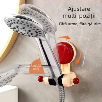 Suport reglabil pentru duș cu ventuză – montaj fără găuri, din plastic, pentru uz casnic