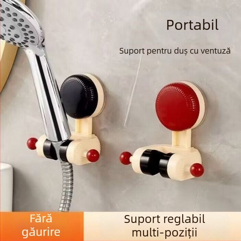 Suport reglabil pentru duș cu ventuză – montaj fără găuri, din plastic, pentru uz casnic