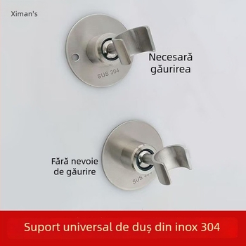 Suport pentru cap de duș pentru montaj în perete – oțel inoxidabil 304, finisaj șlefuit, montaj în perete, fără găuri