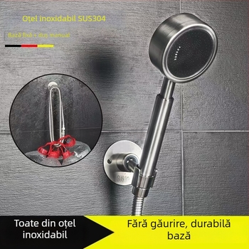 Suport pentru cap de duș pentru montaj în perete – oțel inoxidabil 304, finisaj șlefuit, montaj în perete, fără găuri