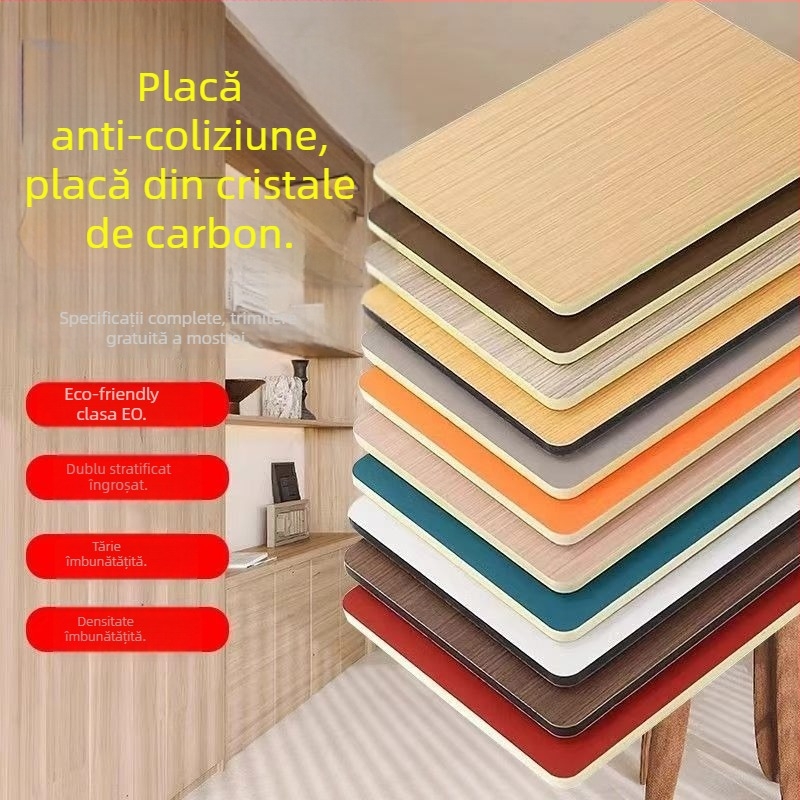 Panou de perete – Panou integrat 01; Material: fibră de bambus, furnir lemnos, cărbune de bambus, cristale de carbon, nucleu din aluminiu; Izolare fonică 50; Conductivitate termică 0.11