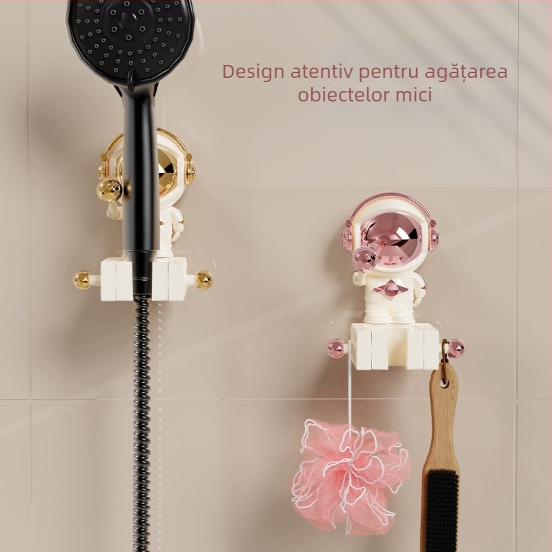 Suport reglabil pentru capul de duș cu ventuză, montaj pe perete, fără găuri, din plastic