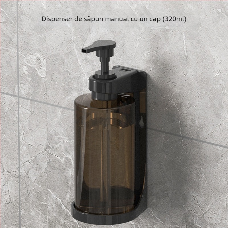 Dozator de săpun montat pe perete pentru baie, din plastic, turnare într-o bucată, acționat manual, stil modern