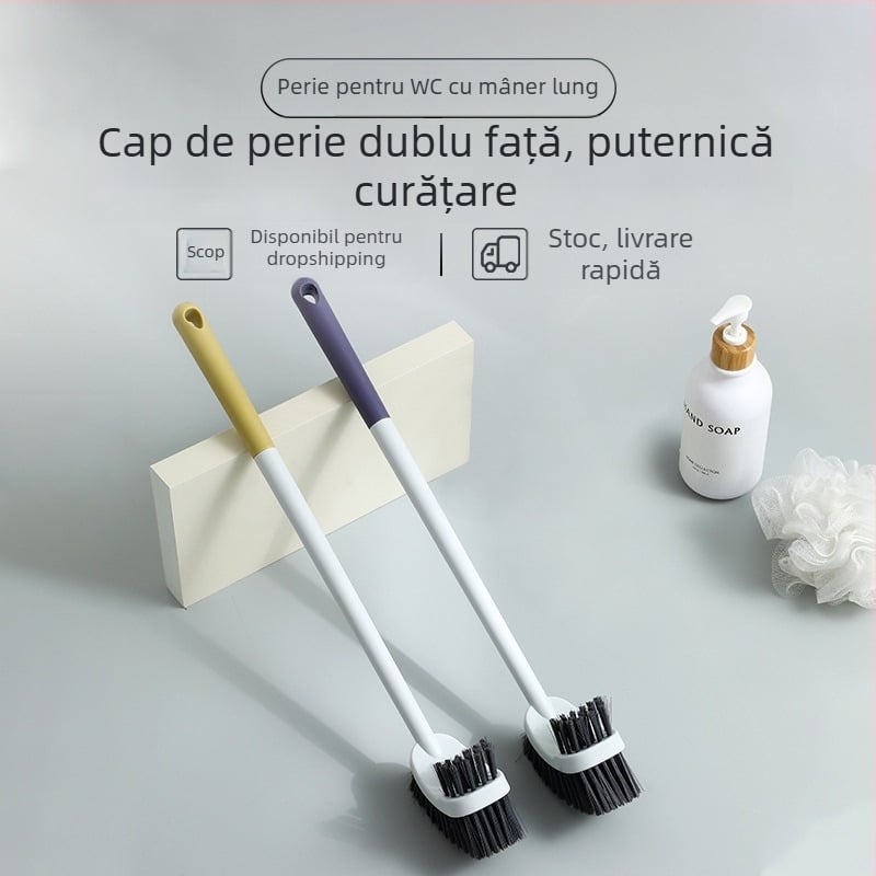 Perie pentru toaletă, mâner lung, montaj pe perete, din plastic, 0,16 kg, 1 buc