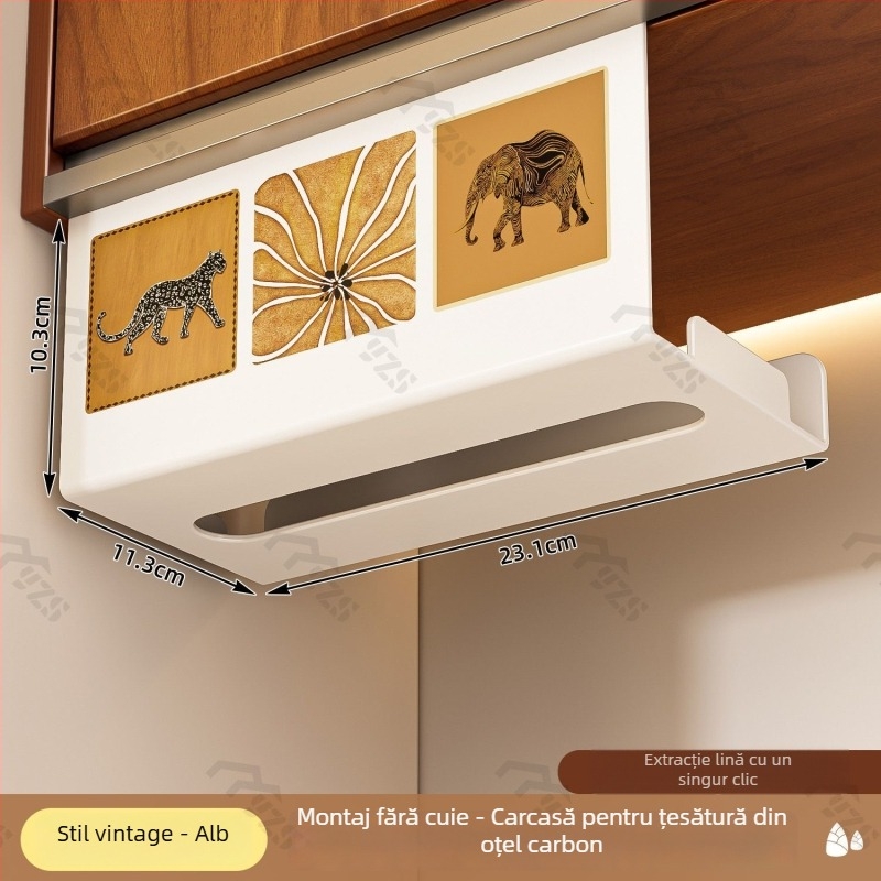Suport montat pe perete pentru prosoape de hârtie și spațiu de depozitare a prosoapelor, oțel-carbon, stil modern minimalist, multifuncțional, potrivit pentru sufragerie și baie
