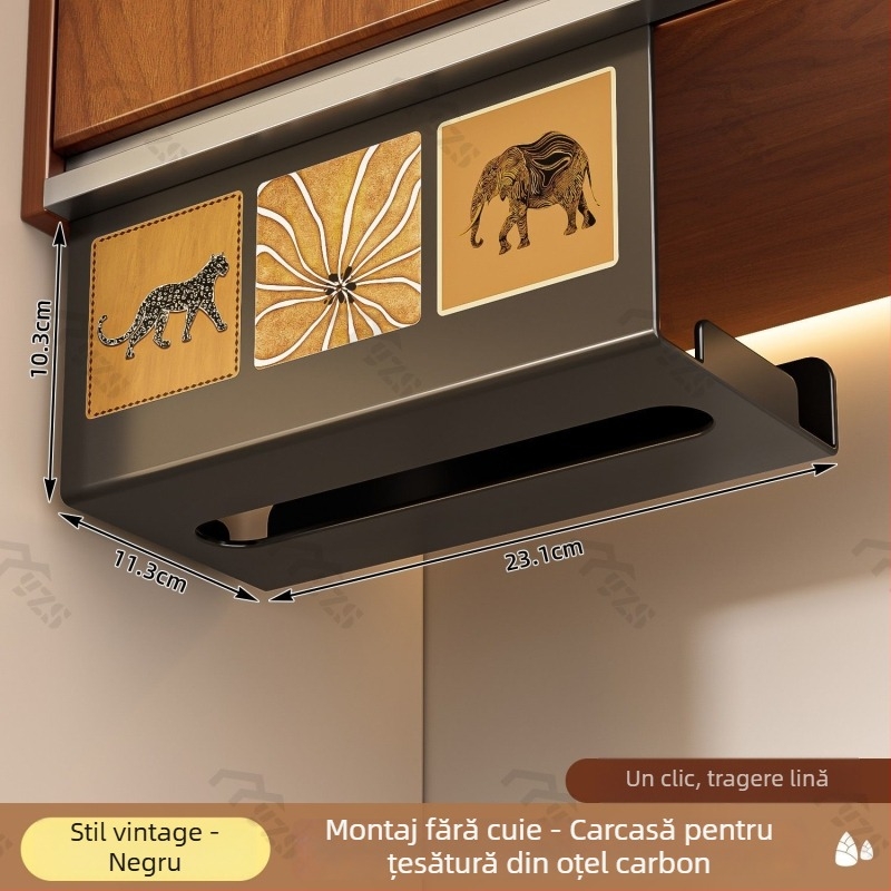 Suport montat pe perete pentru prosoape de hârtie și spațiu de depozitare a prosoapelor, oțel-carbon, stil modern minimalist, multifuncțional, potrivit pentru sufragerie și baie