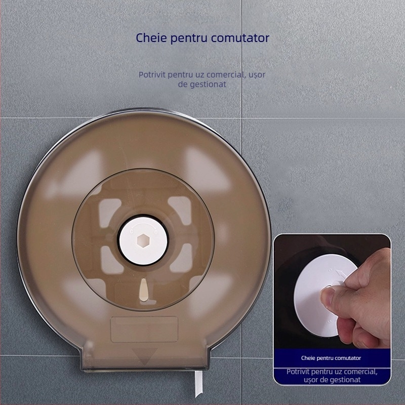 Cutie montată pe perete pentru hârtie igienică pe role | Plastic | Montaj fără găuri | Rezistent la apă | Design modern minimalist