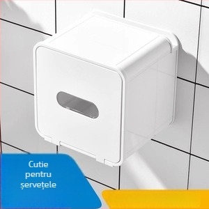 Suport montat pe perete pentru hârtia de bucătărie, fără găuri, sub dulap, magnetic, din plastic, pătrat, stil modern minimalist