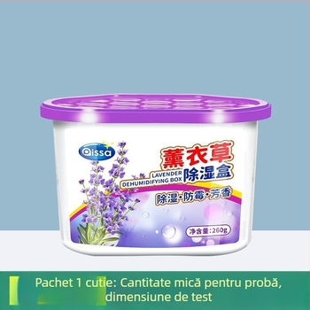 Cutie desicantă pentru deshumidificare cu pungă de absorbție a umezelii, anti-mucegai, parfum lavandă, 260 g