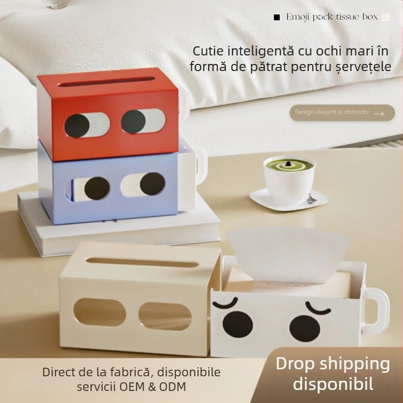 Cutie de șervețele, tip sertar, birou, plastic, organizator multipurpose, potrivită pentru mașină, living și baie, pachet de 10 buc.