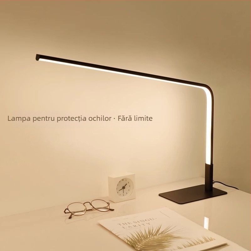 Lampa de birou LED cu protecție pentru ochi pentru studenți — abajur din silicon, telecomandă, 220V, CRI ≥90, design minimalist modern