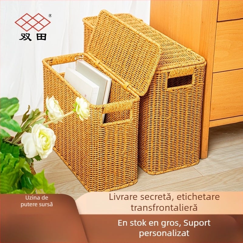 Coș de depozitare STW0064 L, din hârtie, pentru cărți și reviste, marca Shuangtian, stil modern simplu