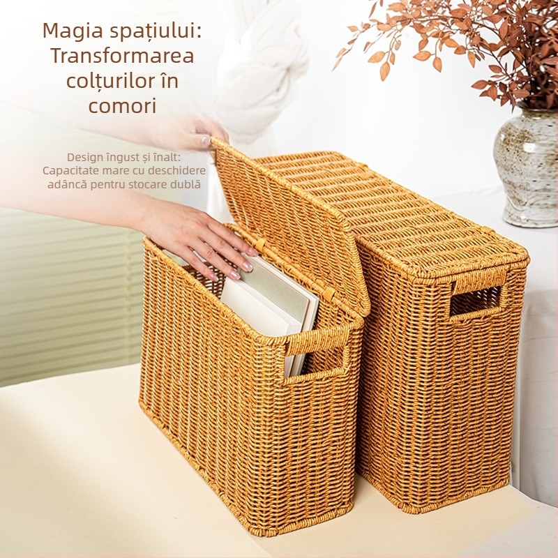 Coș de depozitare STW0064 L, din hârtie, pentru cărți și reviste, marca Shuangtian, stil modern simplu