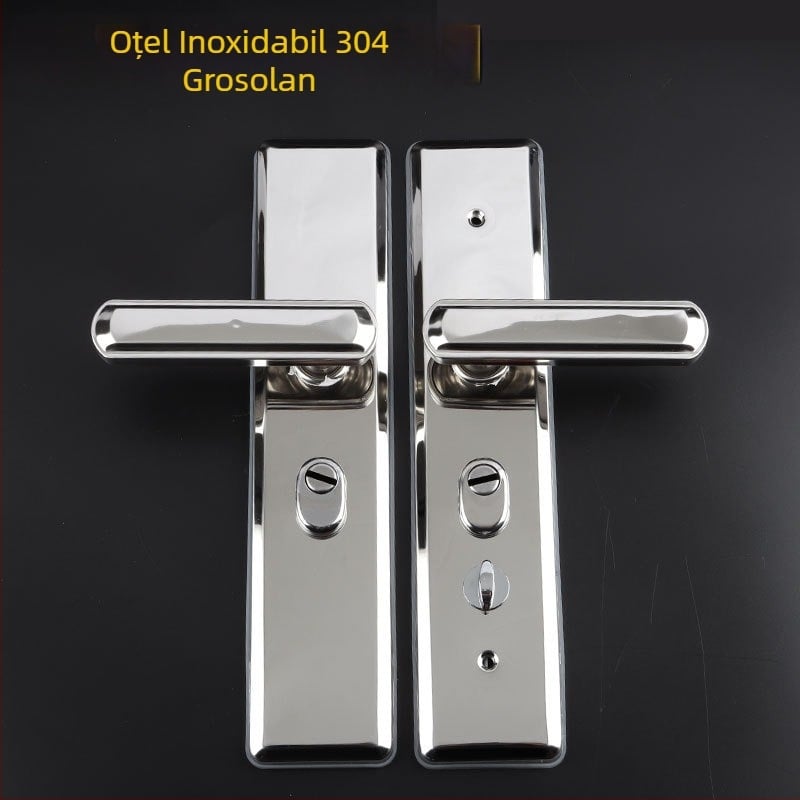 Mâner de ușă din oțel inoxidabil - încuietoare anti-furt pentru ușile de intrare, design universal de tip armură (Material: Oțel inoxidabil; Model: Mâner din oțel inoxidabil; Domeniu de aplicare: uși de securitate/intrare; Stil: stil chinez nou)