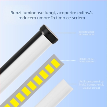 Lampă LED cu clips pentru birou – alimentare USB, tensiune ≤36V, CRI ≥90, abajur din plastic, iluminare pentru studiu