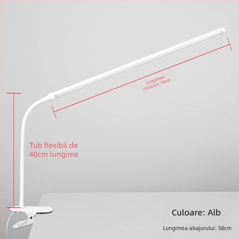 Lampă LED cu clips pentru birou – alimentare USB, tensiune ≤36V, CRI ≥90, abajur din plastic, iluminare pentru studiu