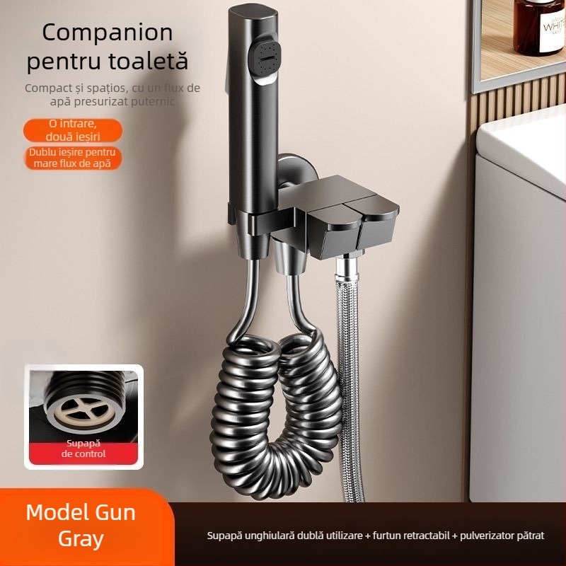 Spray de spălare pentru toaletă cu ventil unghiular din cupru, montaj pe perete, 1,5 MPa, G1/2, Toilet Companion, stil modern minimalist