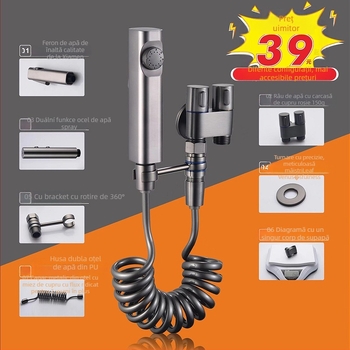 Spray pentru toaletă cu funcție intrare – ieșire dublă, presiune înaltă, corp din cupru, montaj tip buton, model 1123