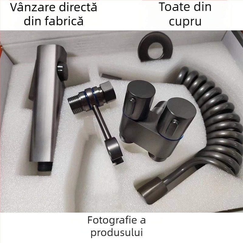 Spray pentru toaletă cu funcție intrare – ieșire dublă, presiune înaltă, corp din cupru, montaj tip buton, model 1123
