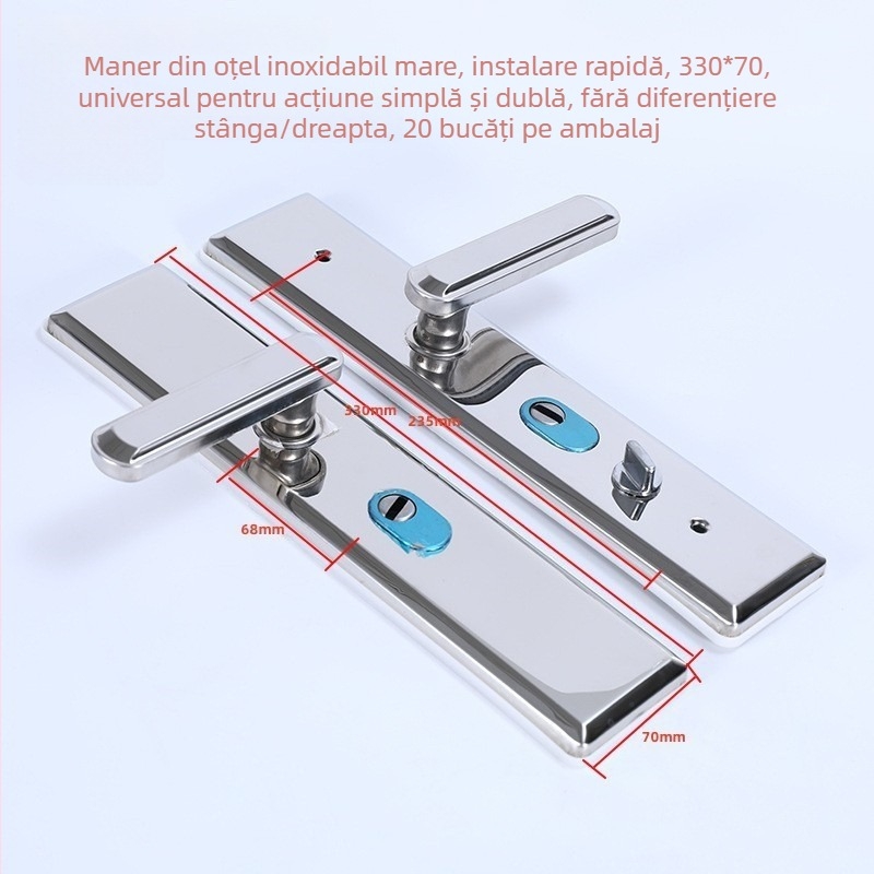 Panou mâner ușă din oțel inoxidabil, universal, stil modern minimalist