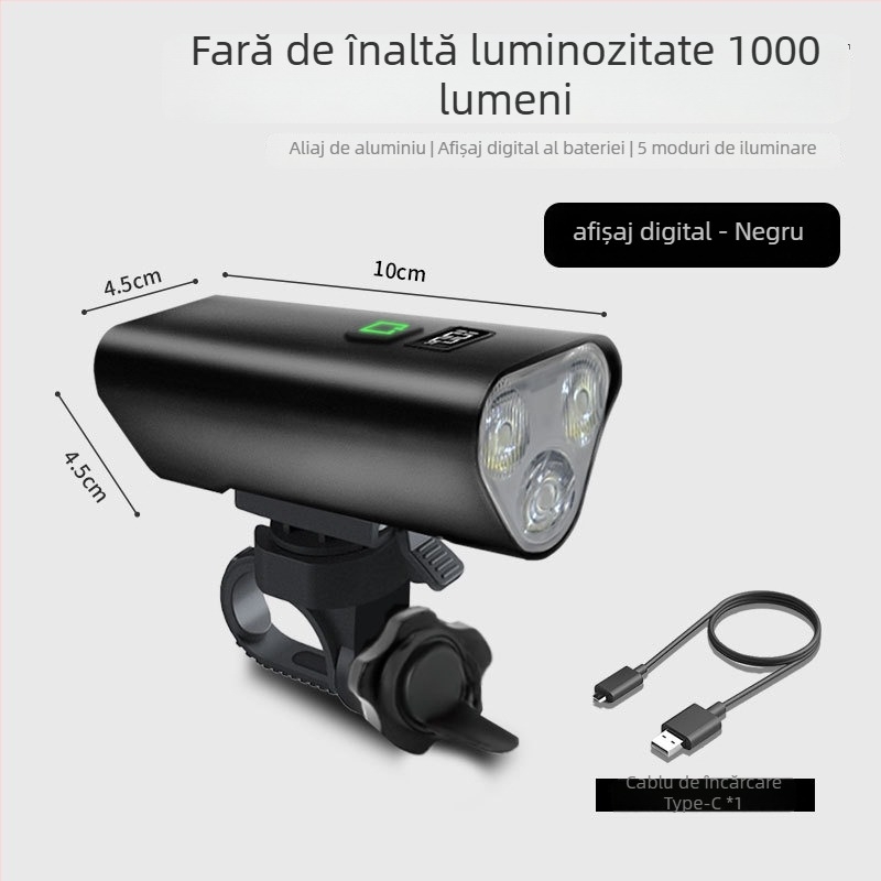Lumină frontală pentru biciclete de drum și MTB, pentru plimbări nocturne, cu prindere suspendată (Cod: 1239; Brand: Beautiful shirt; Import: Nu)