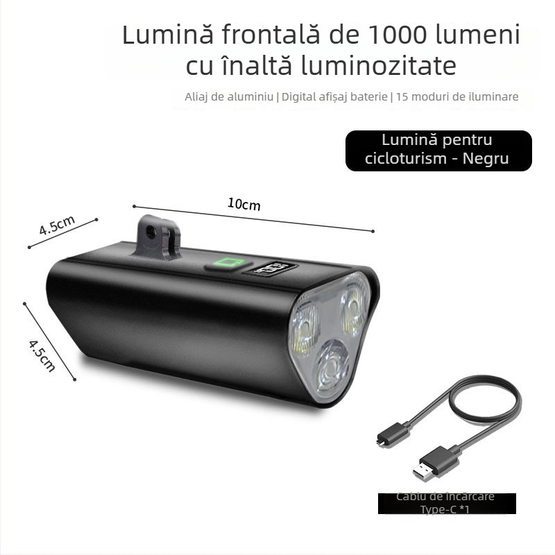Lumină frontală pentru biciclete de drum și MTB, pentru plimbări nocturne, cu prindere suspendată (Cod: 1239; Brand: Beautiful shirt; Import: Nu)