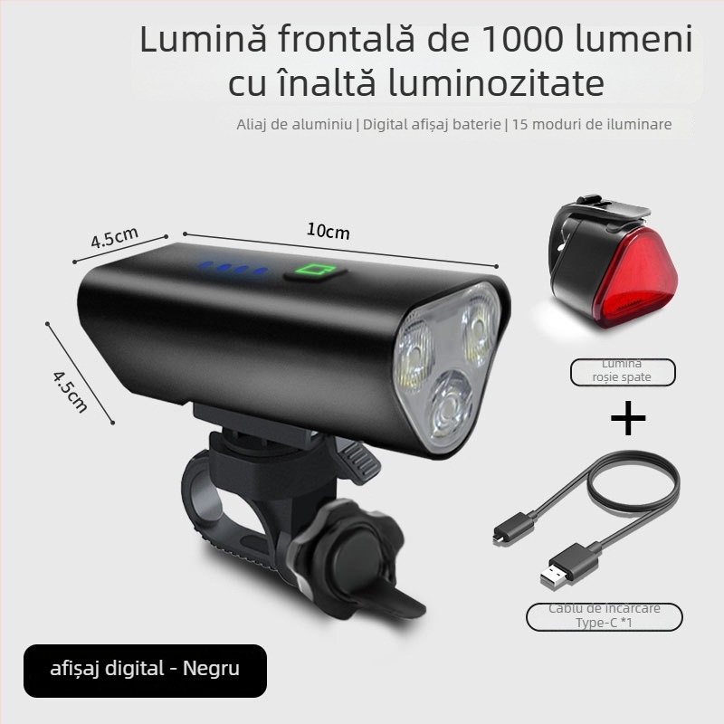 Lumină frontală pentru biciclete de drum și MTB, pentru plimbări nocturne, cu prindere suspendată (Cod: 1239; Brand: Beautiful shirt; Import: Nu)