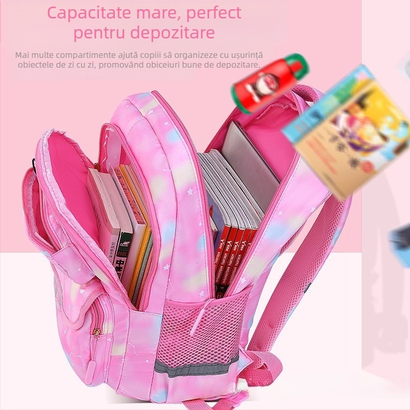 Rucsac școlar cu roți pentru clasa primară, șase roți, design detașabil, nylon, protecție a coloanei vertebrale